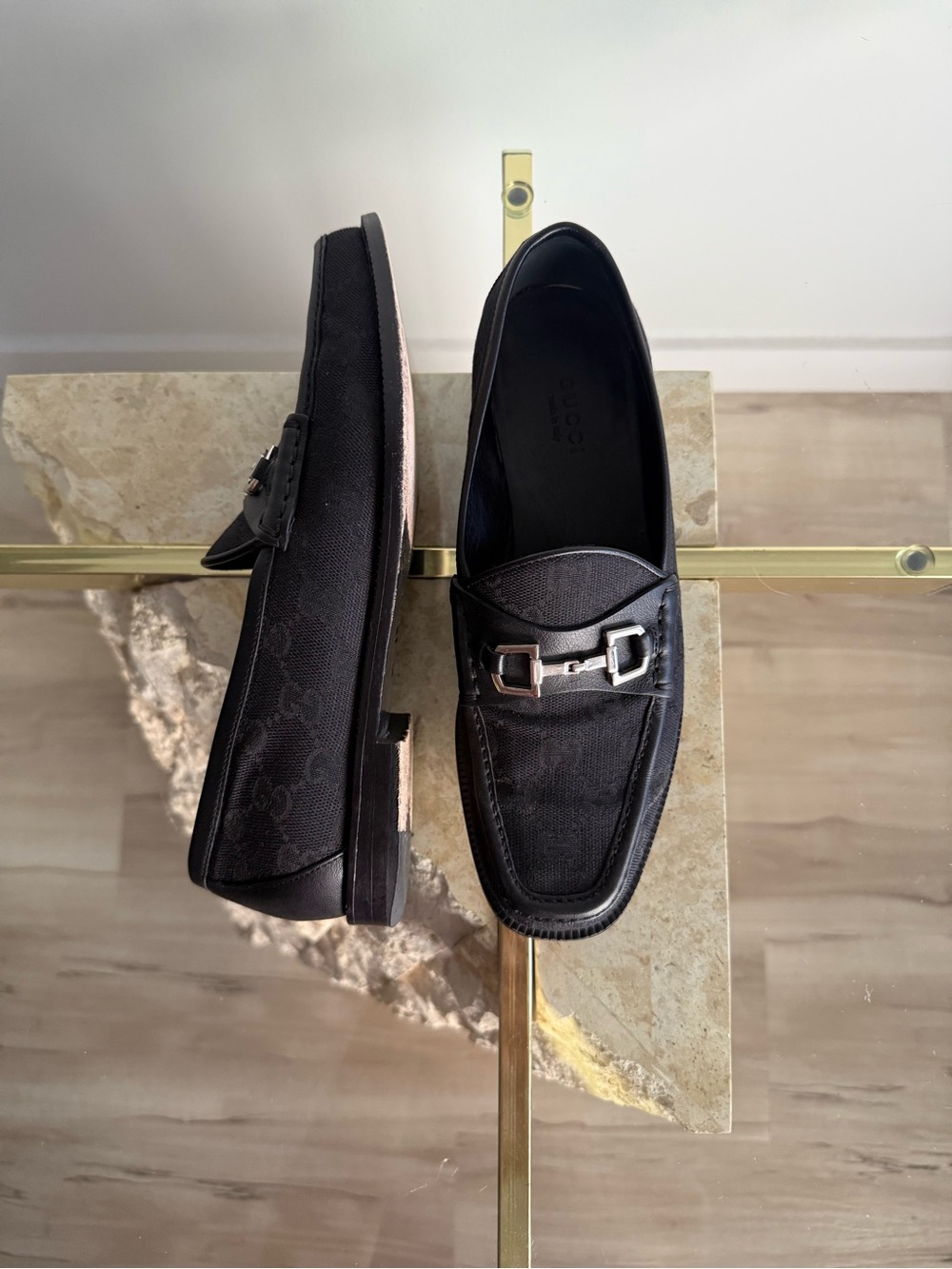 Classic Gucci Black GG Monogram Horsebit Loafers – Size 36